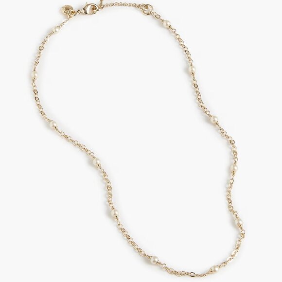J. Crew Gold Pearl Layering Necklace/NWT - Picture 1 of 9